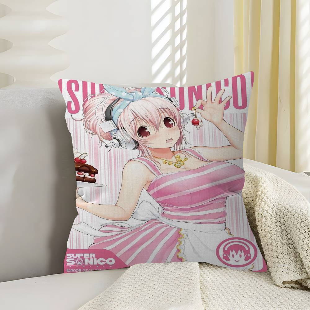 Poszewka na poduszkę Anime Super Sonico Poszewka na poduszkę do samochodu na sofę samochód Prezent świąteczny 40x40cm 45x45cm
