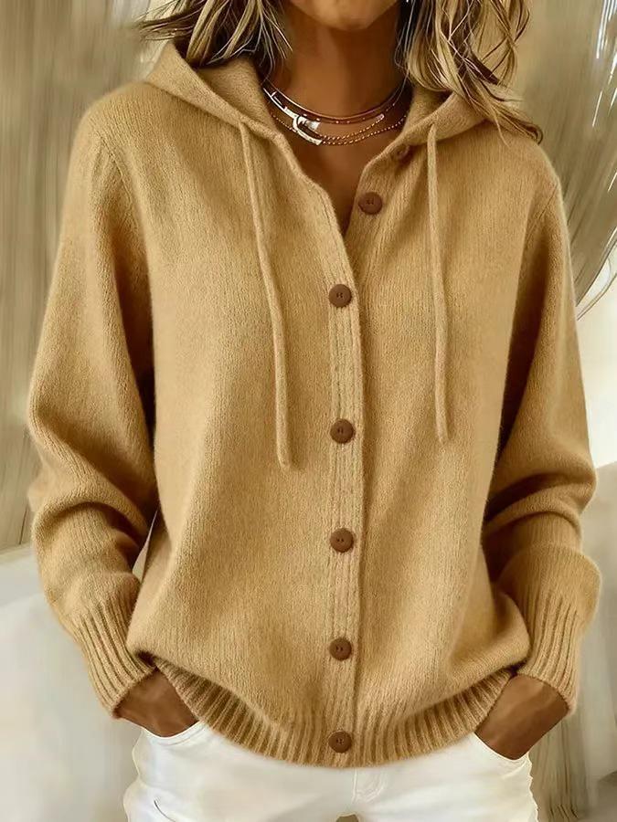 2026 Women's Casual Knit Hooded Cardigan - Autumn/Winter Fashion