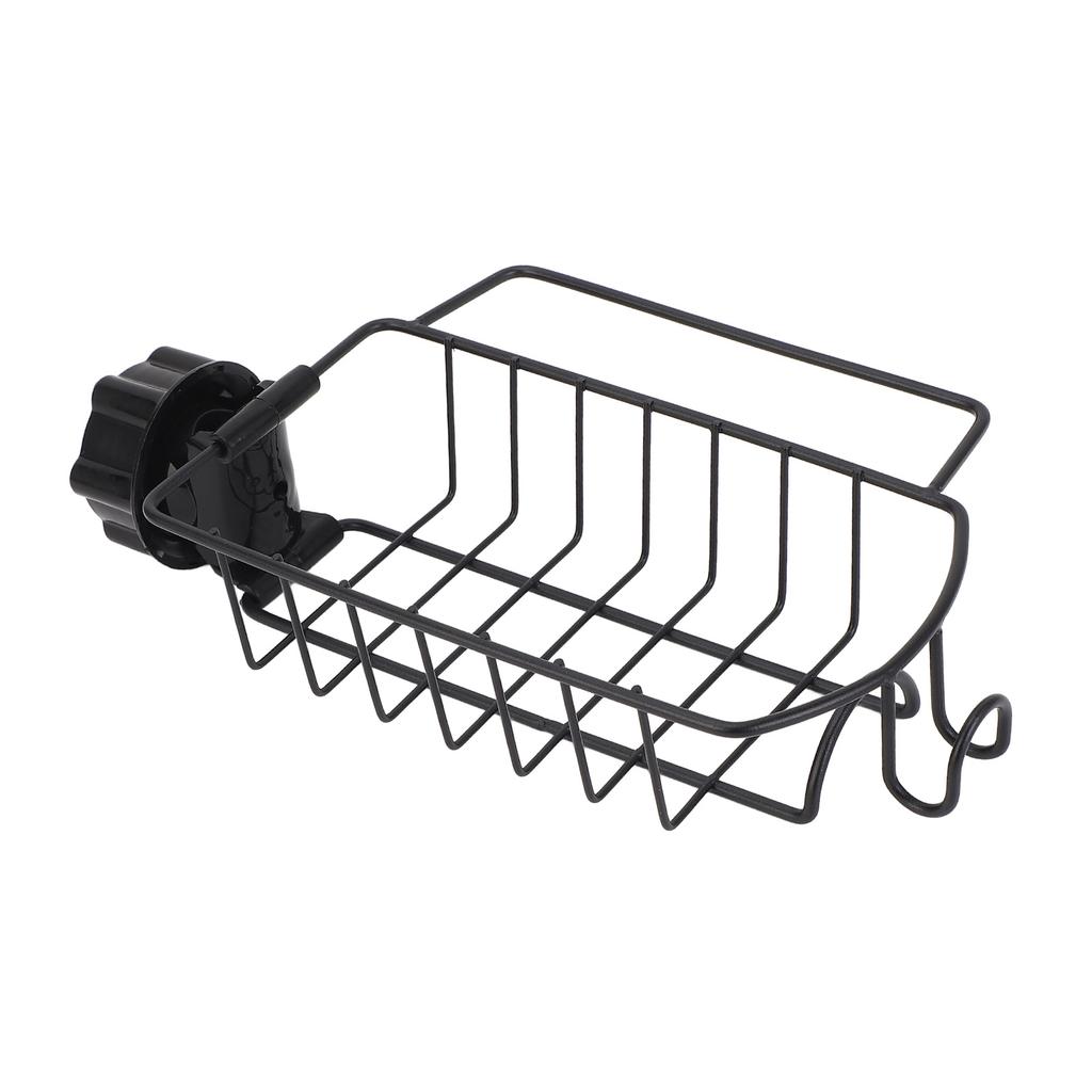 Kitchen Sink Faucet Organizer Rack Carbon Steel Sponge Sink Drain Holder for 0.9-1in Round Water Pip