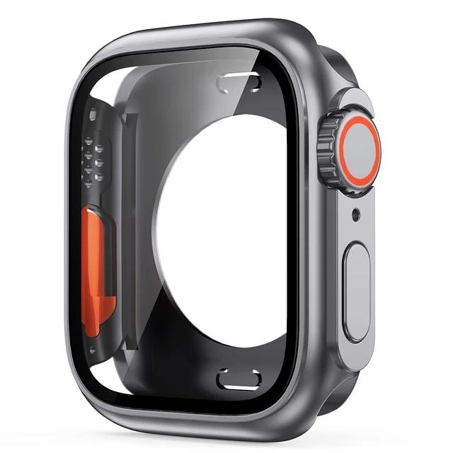 Schutzfolie Abdeckung für Apple Watch 44mm 45mm 40mm 41mm Hartes PC Front Rückseite Stoßfänger Hülle für IWatch 9 8 7 6 5 4 Wechsel zu Ultra
