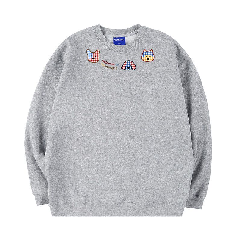 Wassup Trendy American-Style Simple Heavyweight Sweatshirt for Men, Autumn and Winter Fleece-Lined, Loose Casual Versatile Couple's Crew Neck Top