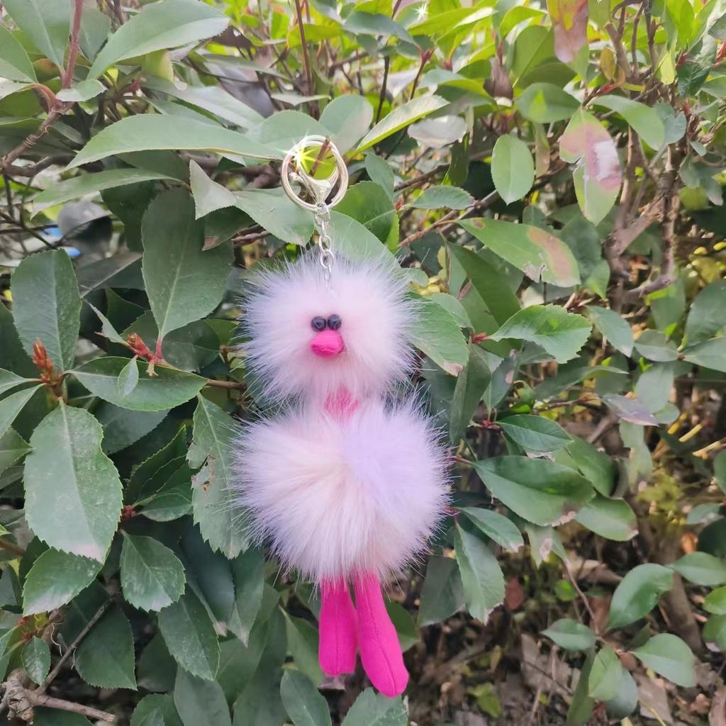 Puppe Strauß Anhänger Plüsch Schlüsselanhänger Niedlicher Bunter Fellball Rucksack Schlüsselanhänger Kreative Frauen 2025 Weihnachten Neujahrsgeschenke 1 Stück