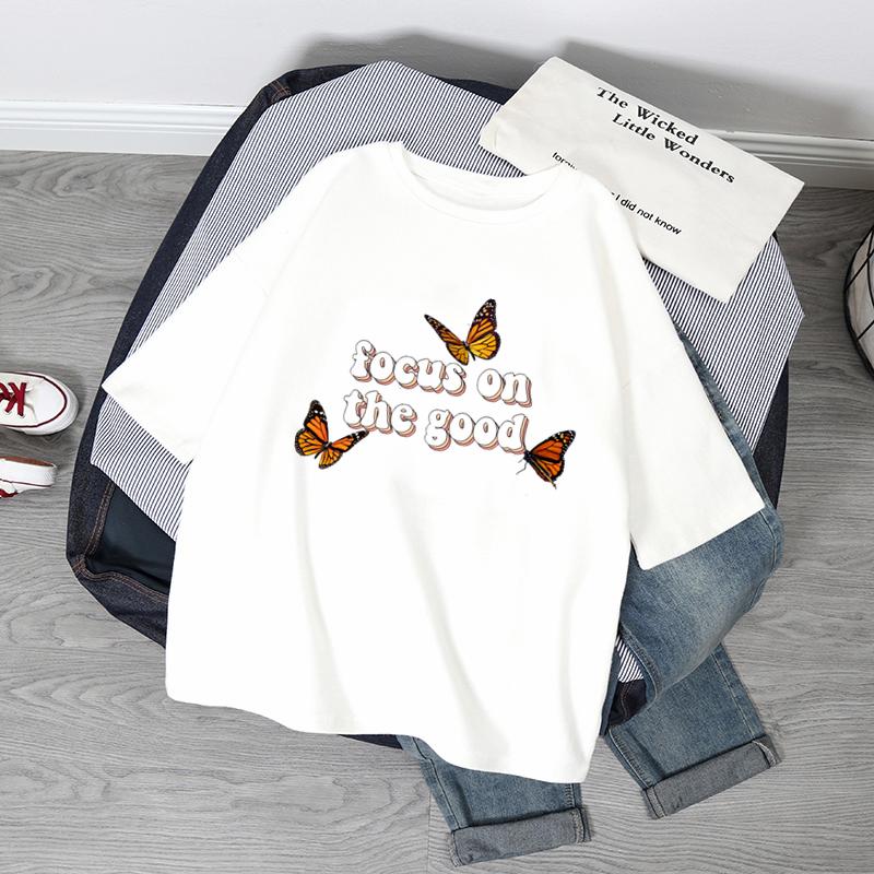 Übergroße T-Shirts Damen Schmetterlingsdruck T-Shirt Sommer Kurzarmshirt Harajuku Mode Grafik-Tops Damen T-Shirt Kleidung