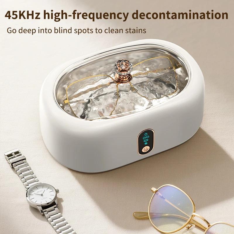 Ultrasonic Cleaner for Glasses Jewelry Contacts Dentures - Professional Home Care 40KHz High Frequency Deep Cleaning Sanitizer