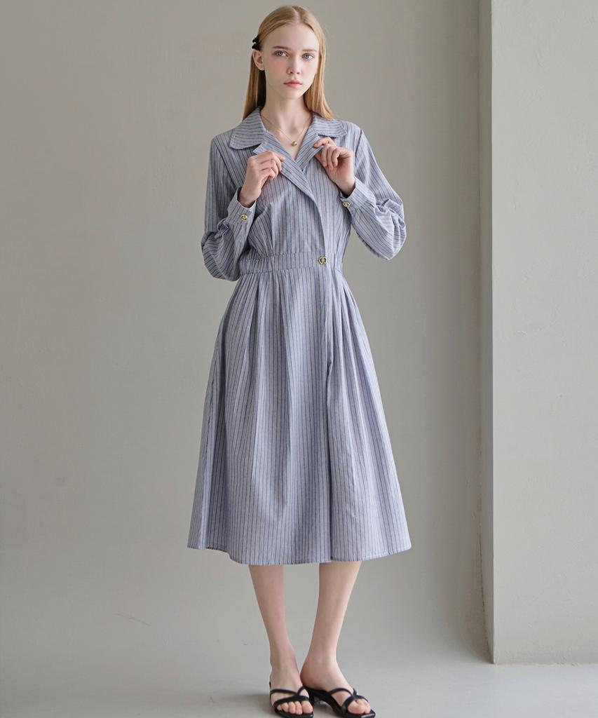Lucida Melange Stripe Dress - Blue