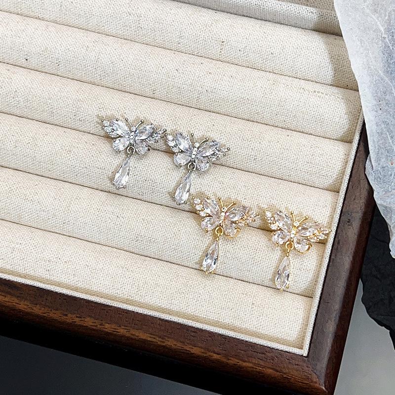 Chic Zircon Butterfly Stud Earrings - 2024 Trendy Luxury Accessory for Women