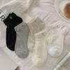 Simple Korean Solid Color Embroidered Bow Socks Shallow Mouth Girl Versatile Breathable Boneless Socks Thin Cotton