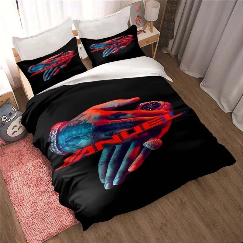 Anuel AA Duvet Cover Pillowcase Hasta Bedding Set Adult Boy Girl Bedroom Decoration Children Single Double Large Size
