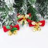 6pcs Christmas Bow With Bell Mini Xmas Tree Bowknot Pendant Ornaments For Home Decoration 2024 Navidad New Year Party DIY Gifts