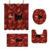 Valentine's Day Romantic Love Printed Bathroom 4-piece Set 180x180 Waterproof Shower Curtain Floor Mat U-shaped Toilet Mat