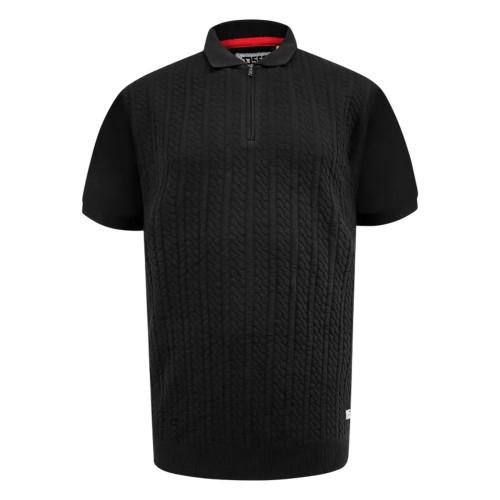 Duke Herren Kennedy D555 Zopfmuster Viertelreißverschluss Kingsize Poloshirt