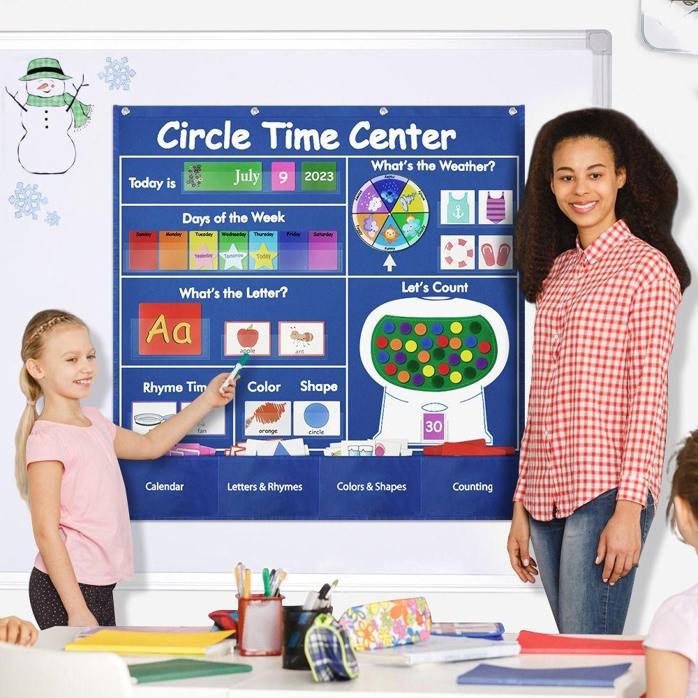 

Classroom Monthly & Weather Pocket Educational Calendar Chart Durable Pocket Chart Calendar School