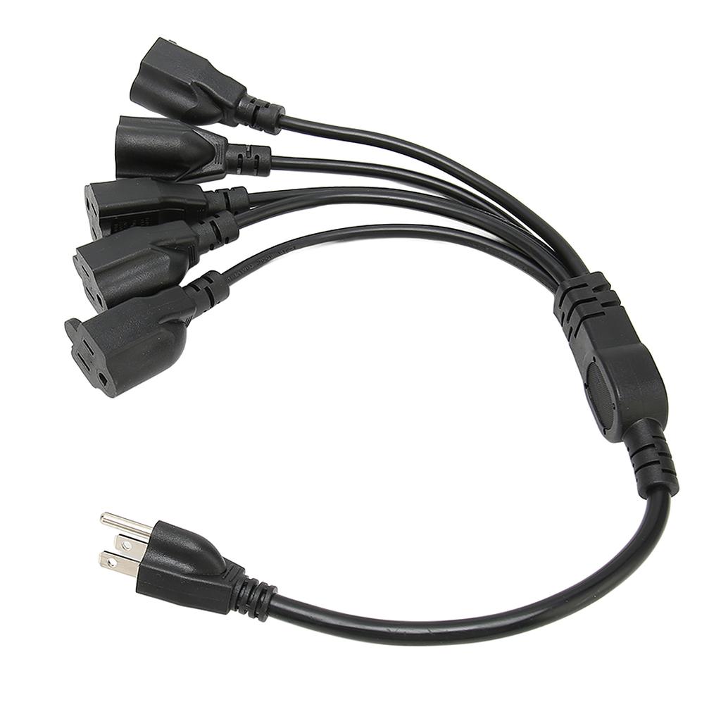 3 Prong 1 to 5 Outlet Power Cord Heavy Duty 16AWG 18AWG 5 Way Power Cord Splitter for Computer LED Stage Light