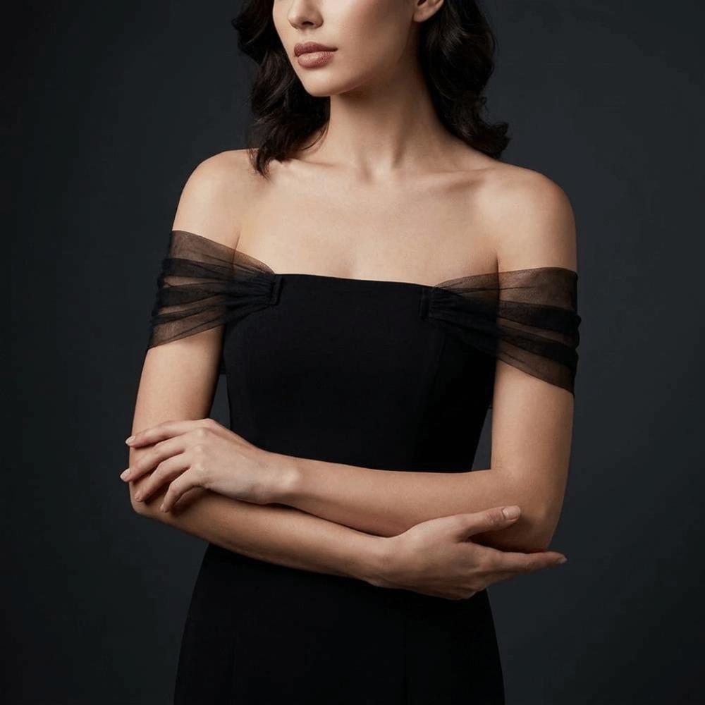 Detachable Mesh Off Shoulder Sleeves Loose Sheer Arm Covers Bridal Wedding Arm Covers Evening Gown