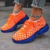 Fashion Knit Women's Casual Sneaker Lightweight Breathable Sneakers Contrast Color Female Sports Shoes zapatillas informales Big Size 44
