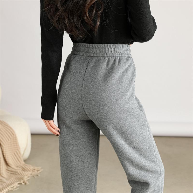 Winter Autumn Warm Women Pant Fashion High Waist Thick Loose Pants Solid Color All-Match Plush Sweatpants
