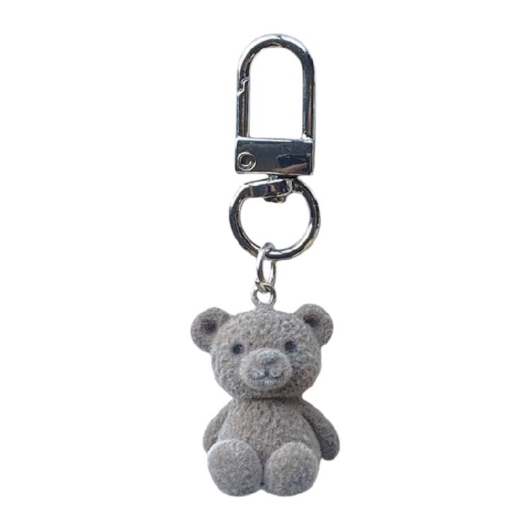 Portachiavi Ciondolo Orso in Resina Stiloso Portachiavi Ciondolo Orso Floccato alla Moda Accessorio Per Coppie e Regalo