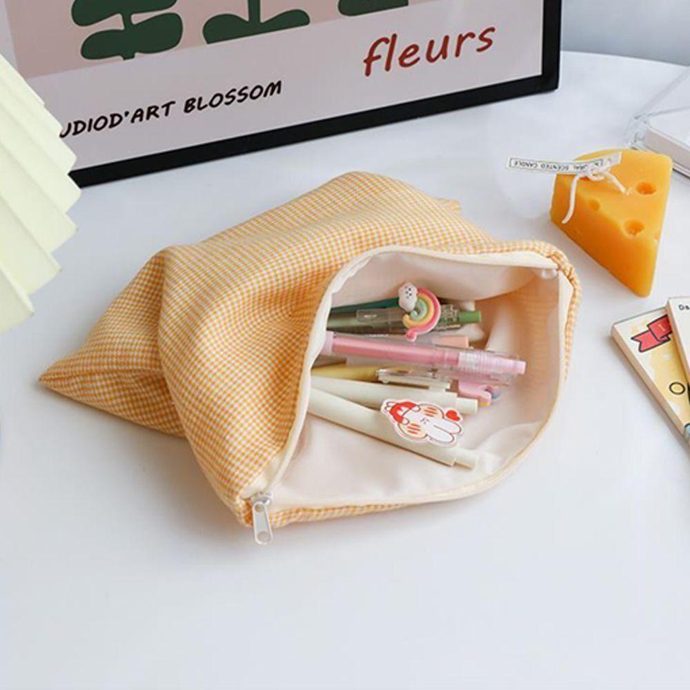 Portable Large Capacity Cosmetic Bag Cotton Plaid Cosmetic Storage Bag Coin Purse