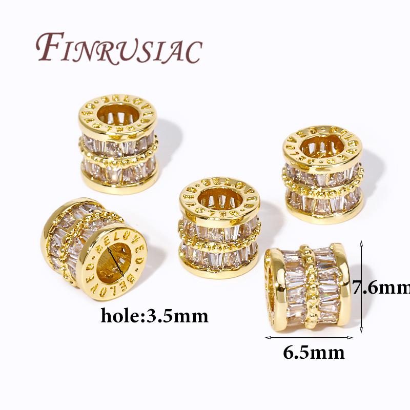 18K Gold Plated Zircon Crystal Bead Accessories For Bracelets,Round Spacer Bead,Separator For Beads,DIY Jewelry Making Supplies