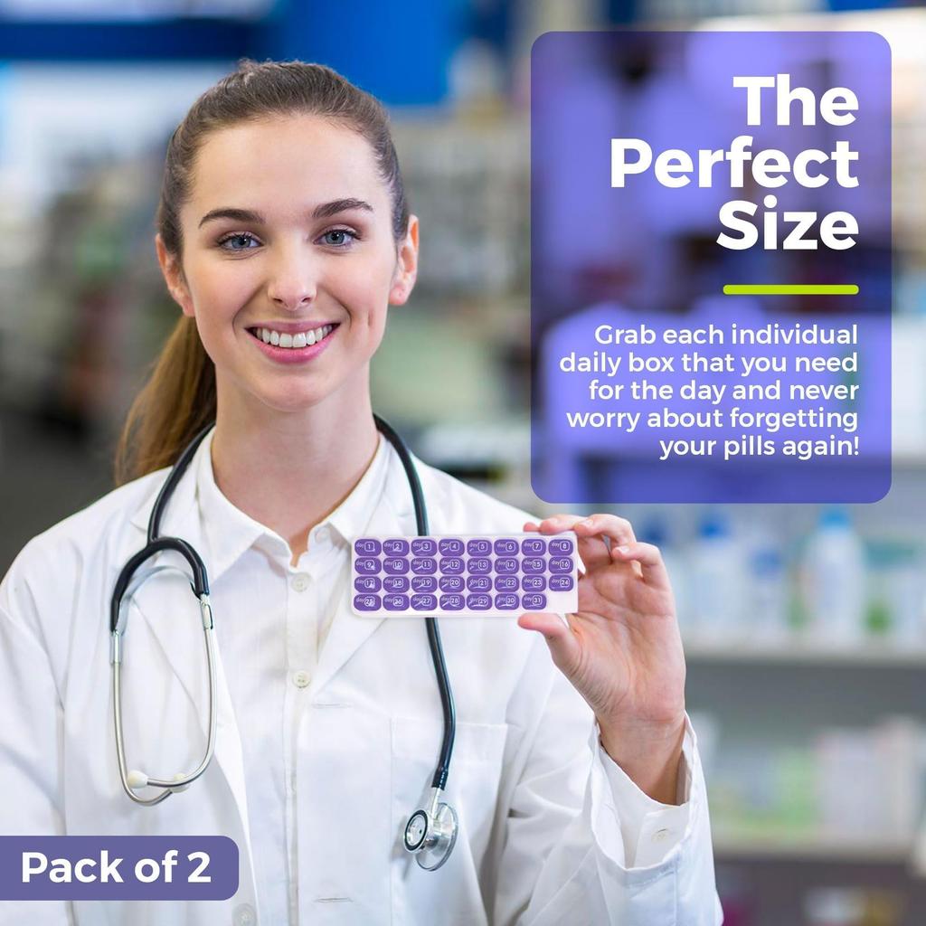 UNTIOR Dispenser Container Box Holder Organizer Weekly 31 Grids Monthly Pill Box Removable Keyboard Shape Medicine Pill Case