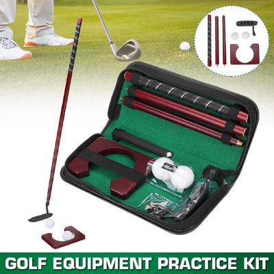 Outdoor/Indoor Gift Putting Portable Golf Putter Set Sports Practice Ball Holder Wood Travel Carry Case Training Aids Equipment