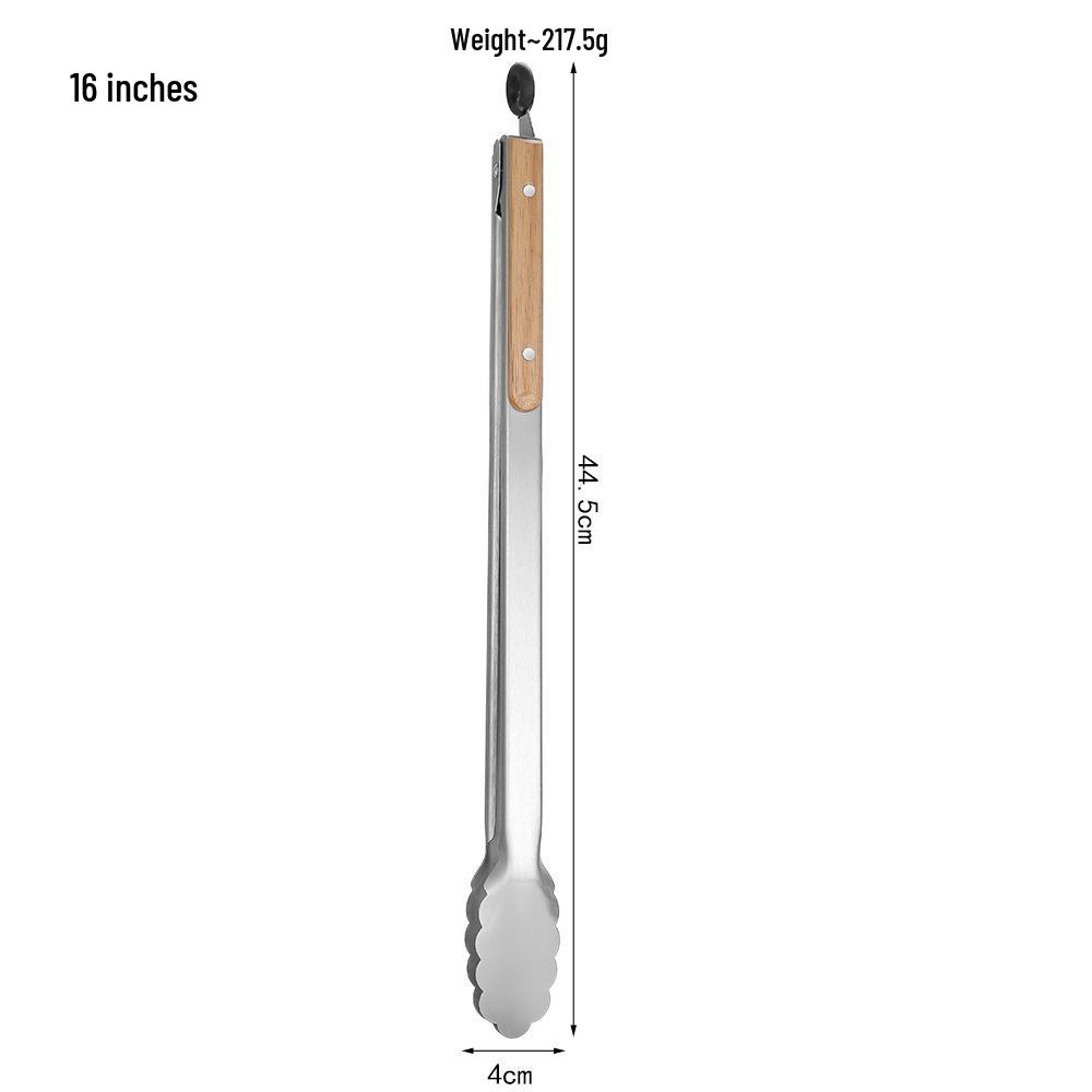 Eichengriff Edelstahl Grillzange - Koreanischer Stil Grillen mit Überlänge