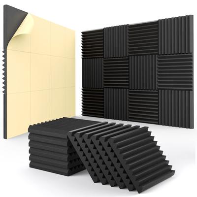 Pachet 12 Panouri Acustice Autoadezive, 1x12x12 Inch Panouri de Perete Fonoizolante Panouri din Spumă Fonoizolantă cu Recuperare Rapidă Densitate Înaltă