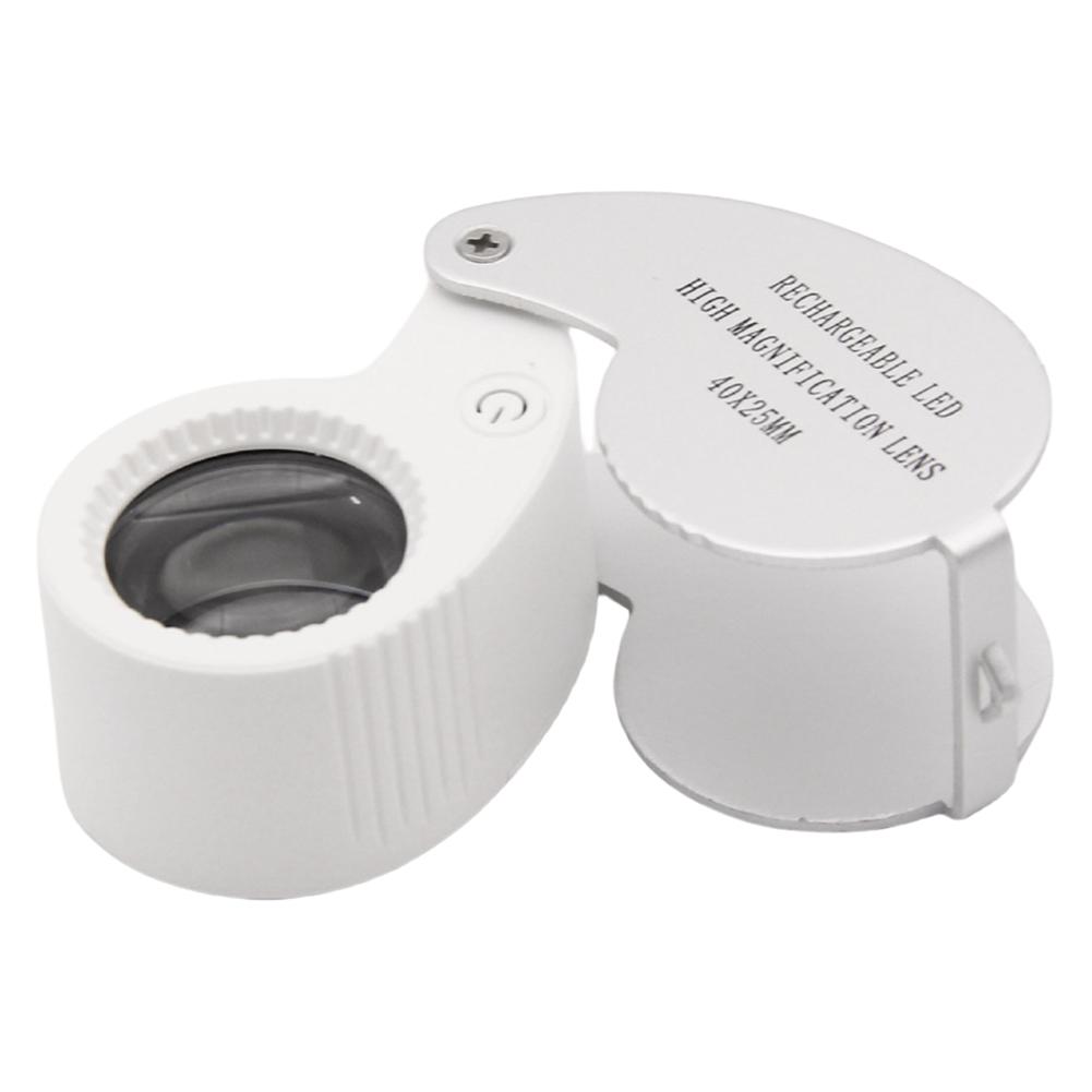 40X/60X Jewelers Loupe Magnifier with LED Light Pocket Folding Jewelers Loupe for Detecting Jewlers Identifying Type