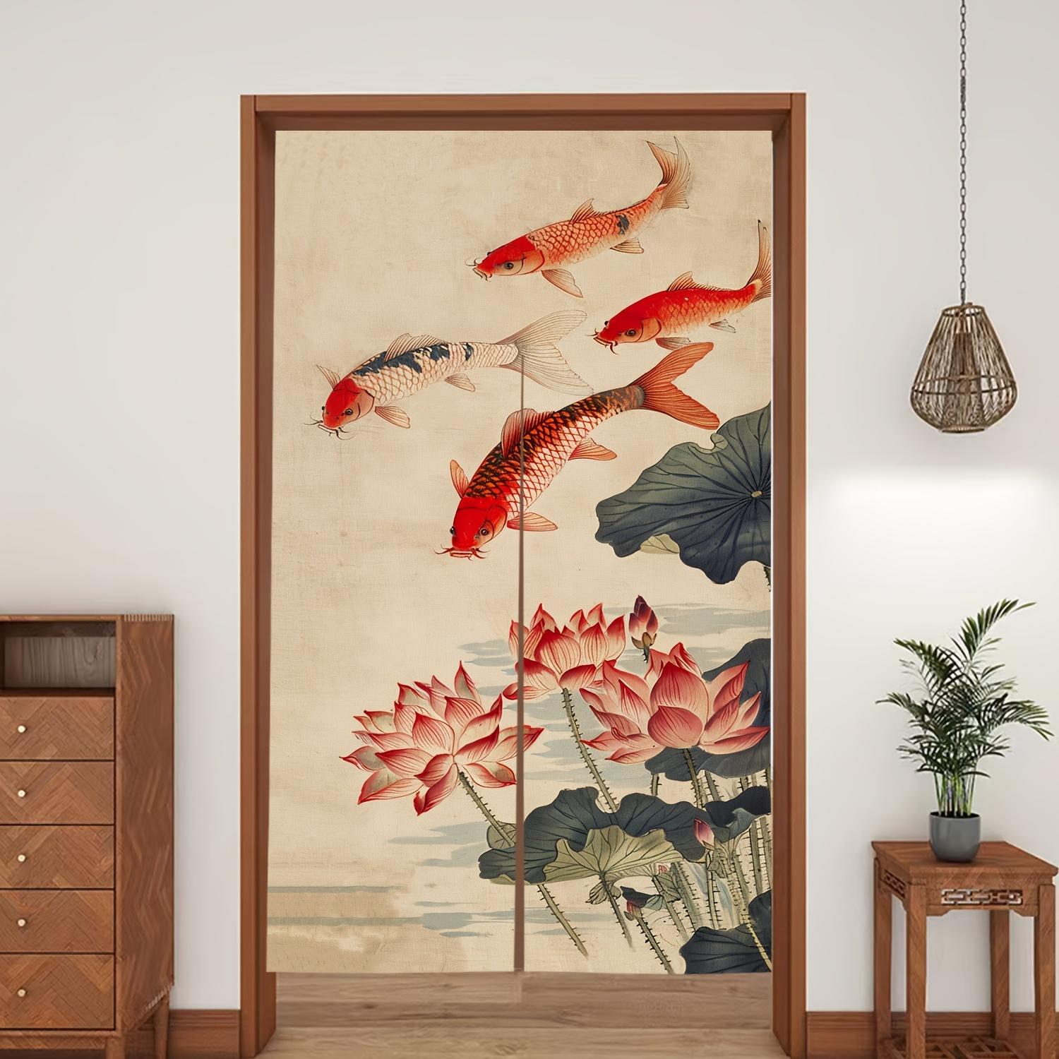 

2D Door Curtain, 1pc Koi Fish and for Lotus Pattern Door Curtain, 31.5x59inch, Decorative Art deco Style, Sateen Weave, for Bedr 65x100cm26x39in