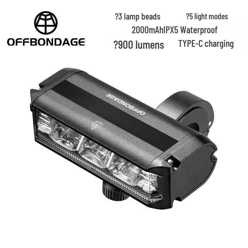 OFFBONDAGE USB Rechargeable Waterproof Bicycle Front Light - Ultra Bright, Long-Lasting Flashlight for Cycling