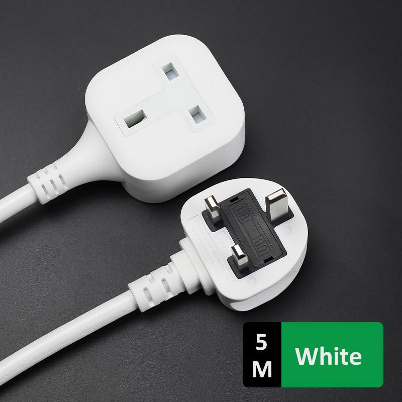 1/3/5M 1 Way Gang Extension Lead 13 AMP Single Socket Extension Cord Home Office 3 Pin Plug Power Strip