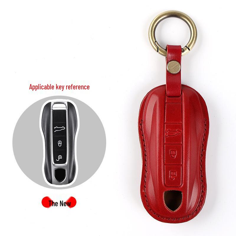 Genuine Leather Key Cover for Porsche Macan, Cayenne, 911, Panamera - Cowhide Shell with Buckle