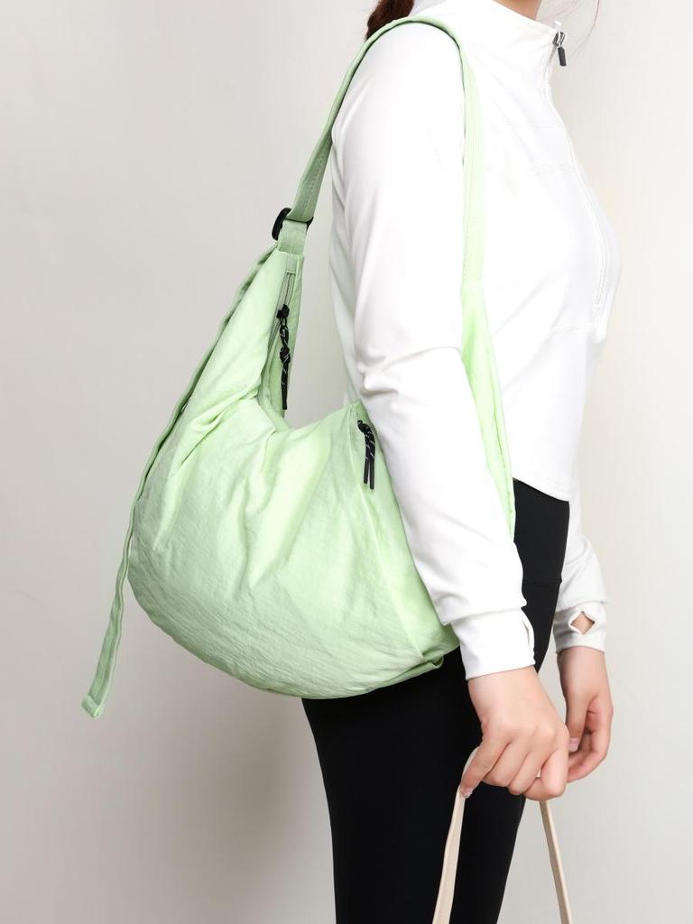 Unisex Nylon Crossbody Bag - Large Capacity, Sports Style, Cycling-Friendly Dumpling Design