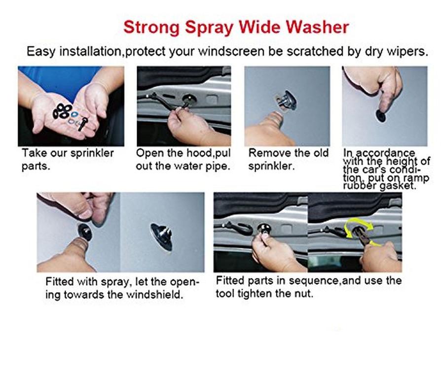 2 Pcs CNC Car Windshield Wiper Water Nozzles Hood Spray Jet Window Washer Nozzle
