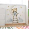 Cartoon Bear Cloud Moon Staircase Wall Sticker Self Adhesive Home Decor for Kids Room Wall Decoration