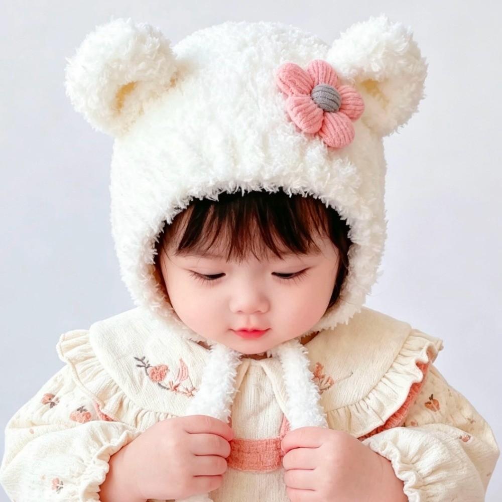 Cartoon Baby Winter Hats Cute Flower Warm Bonnet Fashion Kids Plush Caps Newborn Toddler