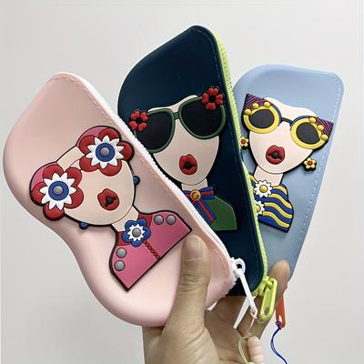 A Silicone Glasses Case for Storage, Featuring A Handle for Hanging, Suitable for Travel and Portable Use. It Is Waterproof