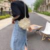 Yogodlns Handmade Summer Beach Women Straw Shoulder Bag Ladies Round Hollow Travel Daily Woven Handbag Holiday Knit Cotton Linen