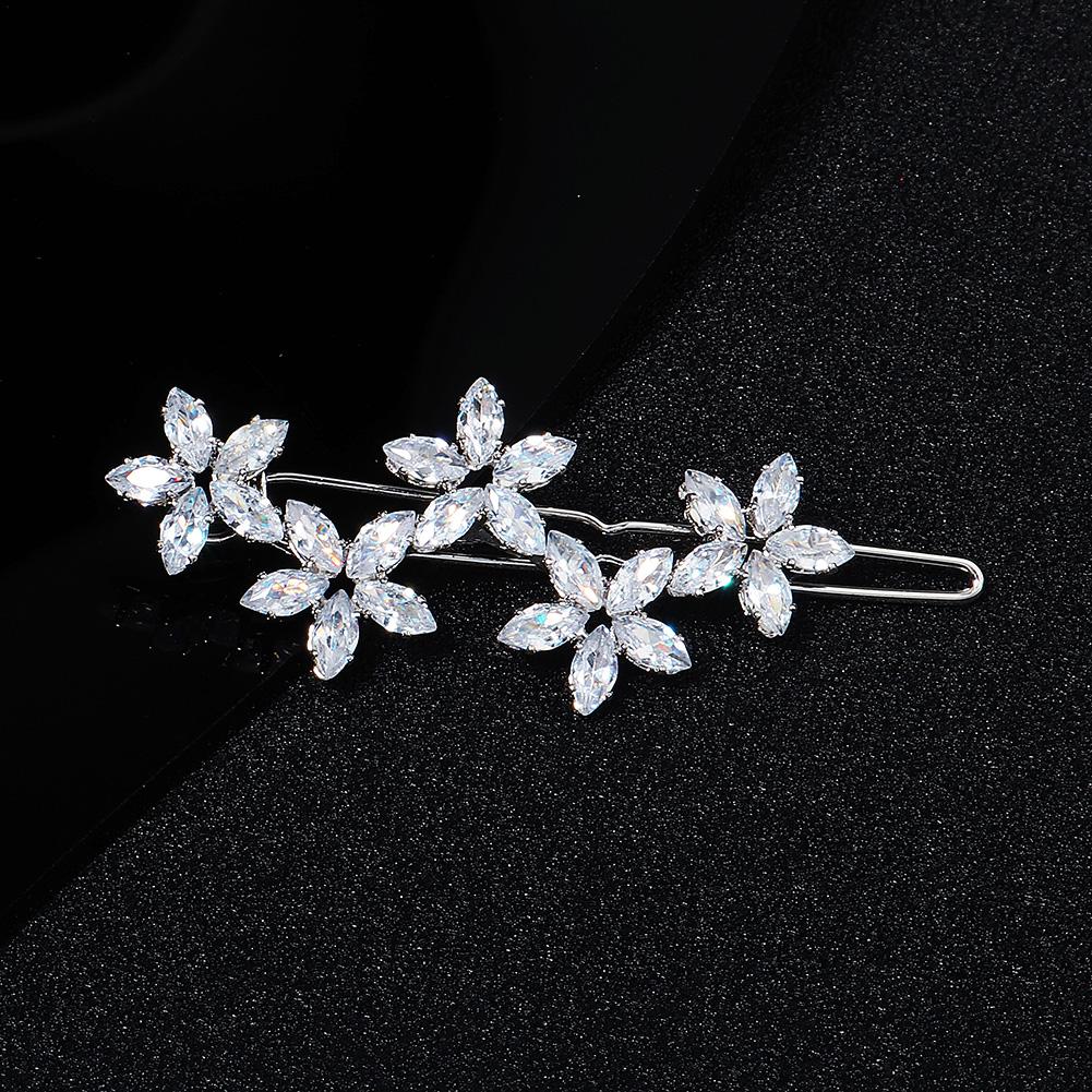 Fashion Barrette Cubic Zirconia Leaf Hair Clips for Women Accessories Bridal Wedding Hair Jewelry Party Bride Headpiece