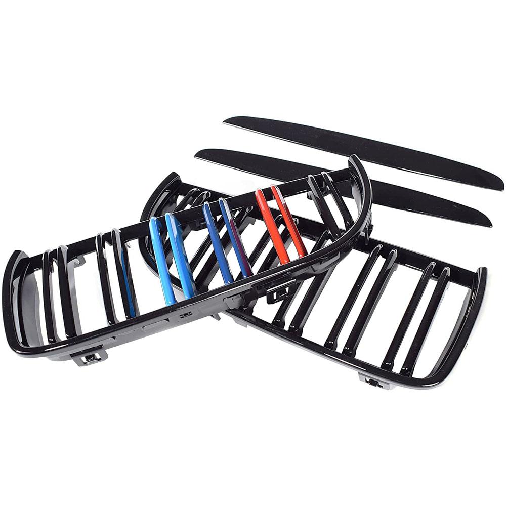 Přední mřížka na ledviny lesklá černá M Color Double Line pro BMW řady 3 E90 E91 2005-2008 325xi 320i 325i 325i 328i 330i 335i