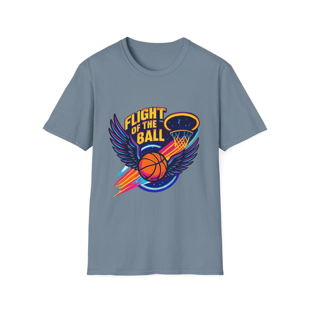 Unisex Softstyle T-Shirt Neon Winged Basketball Soaring Hoop Glowing Court Tee