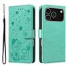 For iPhone 17 Pro Leather Wallet Case Cat Bee Pattern Phone Cover Stand