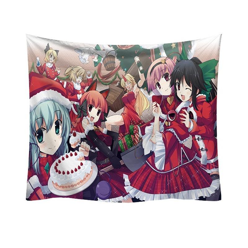 Heimdekoration, Cartoon-Mädchen, Weihnachtsserie, Wandteppich, Druck, Wandverkleidung, Raumwand, Hintergrund, Wandverkleidung, 230 x 180 cm, Tapiz
