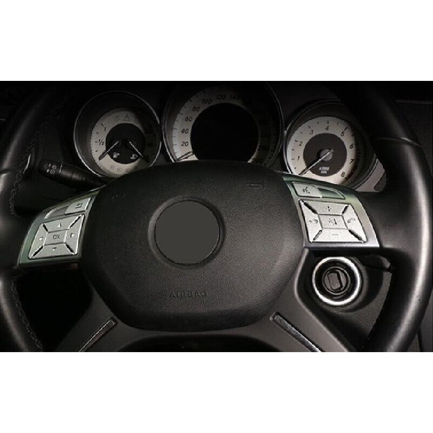 Silver Aluminum Front Steering Wheel Sticker Trim For Mercedes-Benz GLK 2013-15