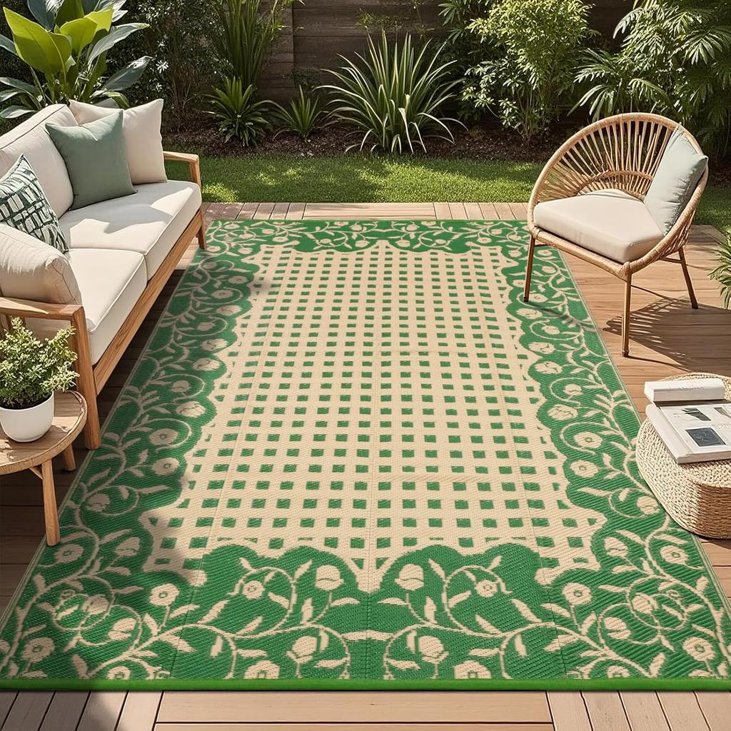 Tapis d'extérieur floral bohème Motif de vigne botanique Tapis de patio de salon Design botanique vintage Tapis de décoration intérieur extérieur