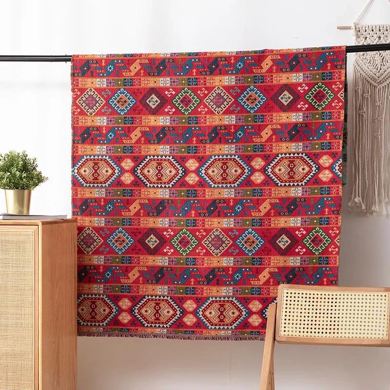 Ethnic Style Fabric Geometric Pattern Yarn Dyed Washable Jacquard Fabric for Home Textile DIY Sewing Background Decoration Cloth