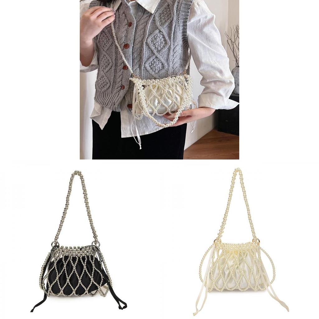 Wind Trend Pearl Crossbody Bag With Bead Embellishments For Daily Use