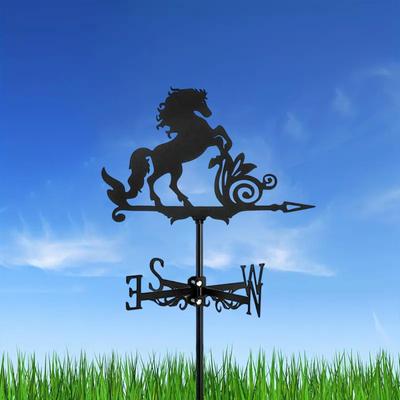 Horse Weathervane Animal Iron Weather Vane Decorative Ornament, Vain Vein for Garden,