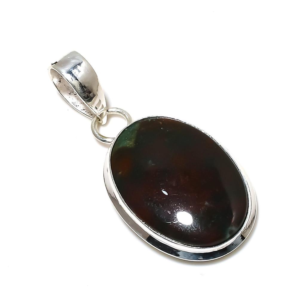 Bloodstone Gemstone Pendant, Natural Bloodstone Gemstone Handmade 925 Sterling Silver Bloodstone Pendant For Women Pendant For Gifts