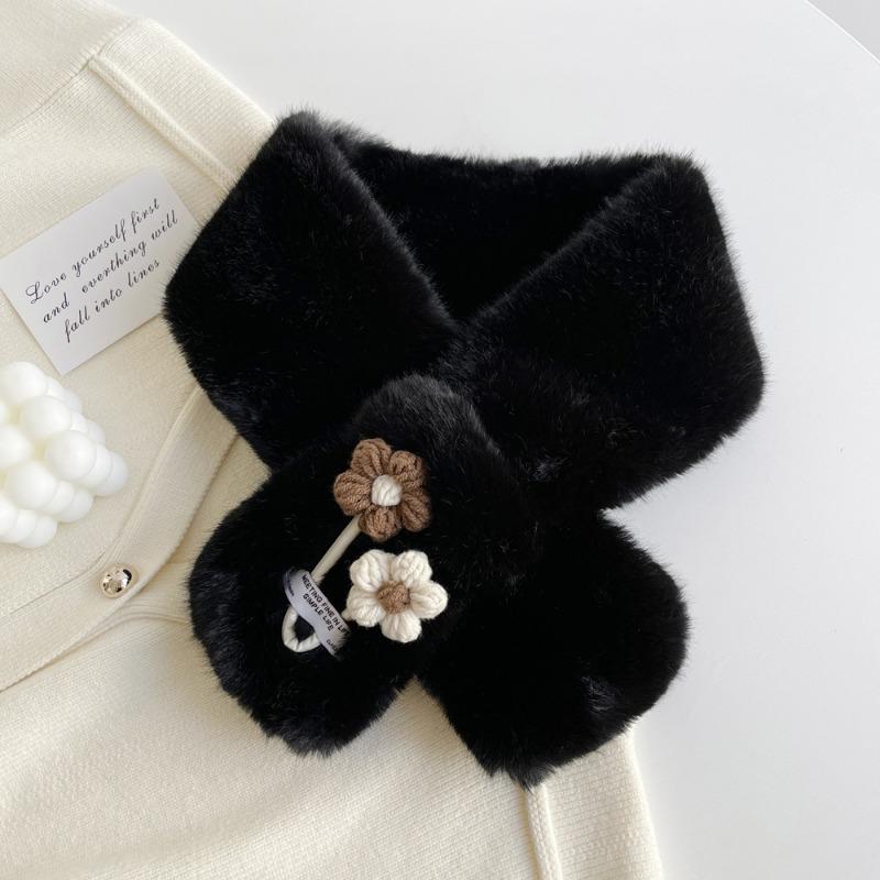 Winterverdickter warmer Schal mit Kragen aus Kunstkaninchenfellimitat, warmer flauschiger Schal